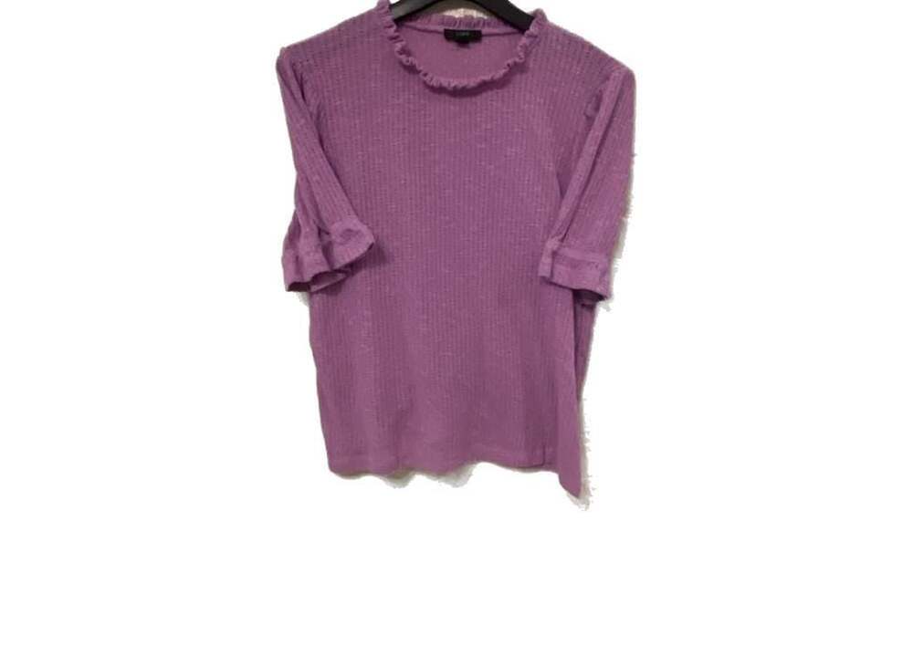J.Crew Purple Pointelle Puff Sleeve Ruffle Top XXL